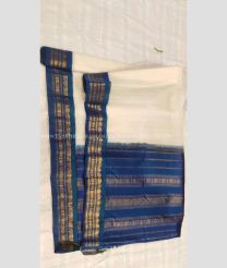 Cream and Blue color gadwal cotton handloom saree with all over checks saree design -GAWT0000022