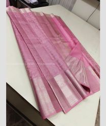 Rose Pink and Silver color kanchi pattu handloom saree with all over jari design -KANP0013685