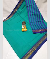 Turquoise and Blue color Uppada Cotton handloom saree with plain with rudrakasha and plain border design -UPAT0004278