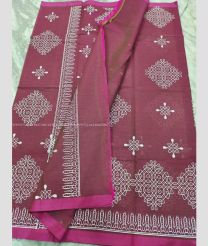 Dark Pink and White color mangalagiri sico handloom saree with printed design saree -MAGI0000190