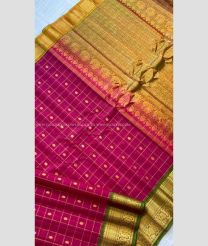 Red and Green color gadwal sico handloom saree with zari border saree design -GAWI0000423