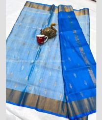 Sky Blue and Blue color uppada pattu sarees with all over nakshtra buttas design -UPDP0022206