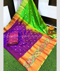 Magenta and Parrot Green color uppada pattu handloom saree with all over nakshtra buties with pochampally border design -UPDP0020730