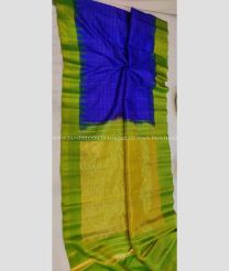 Royal Blue and Green color gadwal pattu handloom saree with temple  border saree design -GDWP0000286