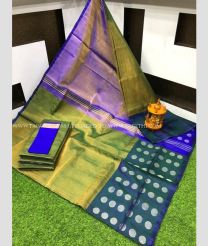 Golden Yellow and Purple color Uppada Tissue handloom saree with plain and mla buties design -UPPI0001615