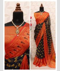 Black and Red color paithani pure silk handloom saree with printed design saree -PTNP0000062
