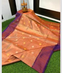 Copper and Purple color Uppada Tissue handloom saree with all over dollar buties saree design -UPPI0000391