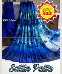 Blue color Georgette sarees with plain with satin patta design -GEOS0020915