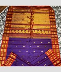 Purple and Maroon color gadwal sico handloom saree with all over buties with bothside bentex borders design -GAWI0000650