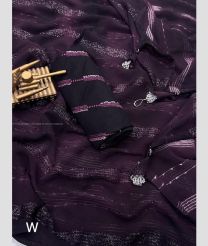 Dark Purple Lily and Black color Georgette sarees with spray print within built furr and thread work with fancy silver pearl tussles design -GEOS0024263