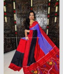 Purple and Red color pochampally ikkat pure silk handloom saree with pochampalliy kkat design -PIKP0033852