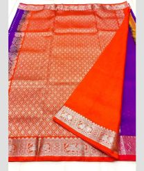 Purple and Orange color venkatagiri pattu handloom saree with all over buties design -VAGP0000909