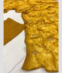 Mustard Yellow and Golden Brown color Chiffon sarees with allover fancy multi color tread work and flower embroidery work with diamond broder design -CHIF0001874