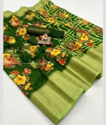 Dark Green and Lite Parrot Green color silk sarees with jacquard border design -SILK0017806