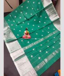 Teal color Uppada Cotton handloom saree with all over dollar buties saree design -UPAT0003134
