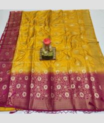 Yellow and Magenta color Kora handloom saree with all over buties design -KORS0000072