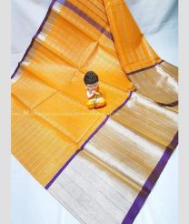 Mango Yellow and Purple color Uppada Cotton handloom saree with plain design -UPAT0004346