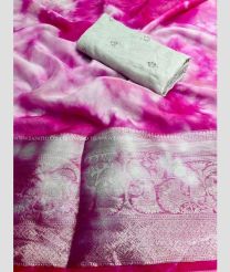 Pink and White color Organza sarees with printed design saree -ORGS0000743