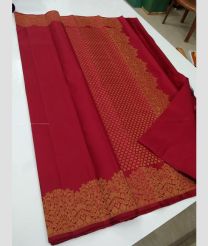 Red color kanchi pattu sarees with double border design -KANP0013807