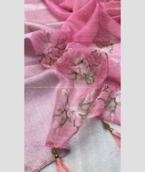 Pink and Baby Pink color Organza sarees with all over digital printed with silver border design -ORGS0003035