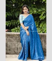 Blue and Parrot Green color silk sarees with all over shine butterfly design -SILK0017539