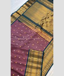 Light Brown and Dark Green color gadwal pattu handloom saree with big border saree design -GDWP0000607