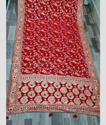 Red color silk sarees with meenakari jaal  weaving design -SILK0002464