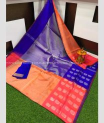 Copper and Purple color Uppada Tissue handloom saree with plain with mla buties design -UPPI0001616