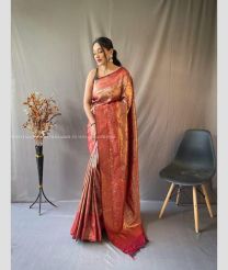 Red color silk sarees with all over jari work saree design -SILK0000998
