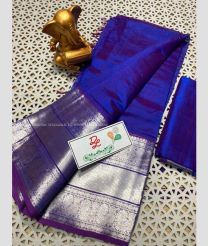 Royal Blue and Magenta color mangalagiri pattu sarees with kanchi border design -MAGP0026719