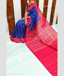 Blue and Pink color linen sarees with all over digital printed design -LINS0003755