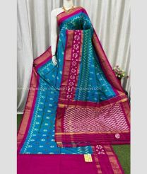 Blue and Magenta color pochampally ikkat pure silk sarees with all over ikkat design -PIKP0037856