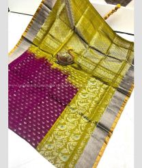 Plum Velvet and Mehendi Green color uppada pattu sarees with anchulatha border design -UPDP0022113