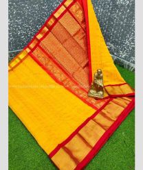 Mango Yellow and Red color chanderi soft silk sarees with kaddy border saree design -CNSS0000007
