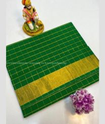 Green and Golden color kuppadam pattu sarees with jari border design -KUPP0097407
