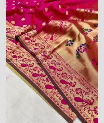 Pink and Brown color paithani sarees with pure zari brocket design and minakari border -PTNS0005119