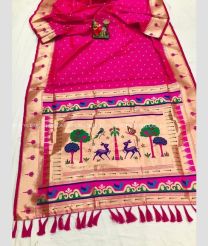 Pink and Blue color Lichi sarees with zari border saree design -LICH0000129