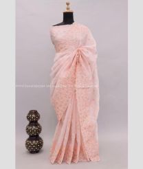 Peach color Organza sarees with all over embroidery work and jari work border sareee design -ORGS0001495