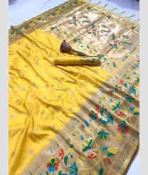 Yellow and Bisque color paithani sarees with pure zari brocket design  and minakari border -PTNS0004633