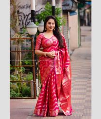 Pink color Banarasi sarees with all over zig zag design -BANS0005999