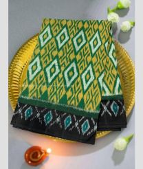 Pine Green and Black color pochampally Ikkat cotton handloom saree with all over pochampally spl design -PIKT0000621