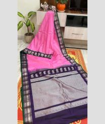 Rose Pink and Plum Purple color gadwal pattu handloom saree with all over buties with temple kothakoma kuthu interlock border design -GDWP0001678