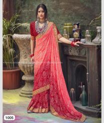 Pink and Maroon color Georgette sarees with all over foil with attached weaving border design -GEOS0008692