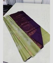 Fern Green and Plum Purple color soft silk kanchipuram sarees with all over big buties design -KASS0001014
