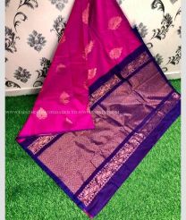 Pink and Purple Blue color Lichi sarees with beautiful copper zari flower  butta design -LICH0000332