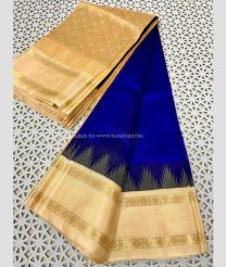 Royal Blue and Peach color kuppadam pattu sarees with two side rudraksha border design -KUPP0097180