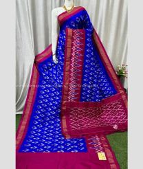 Royal Blue and Magenta color pochampally ikkat pure silk handloom saree with all over ikkat design -PIKP0035708