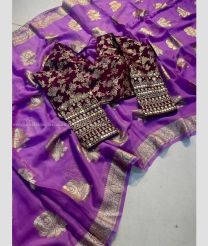 Purple and Maroon color Georgette sarees with banarasi multi emrodiry work design -GEOS0024186