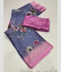 Plum Purple and Baby Pink color Organza sarees with digital flower printed saree with nice border design -ORGS0003025