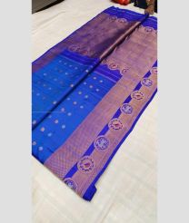 Blue and Purple color gadwal pattu handloom saree with all over buties with paithani broder design -GDWP0001341